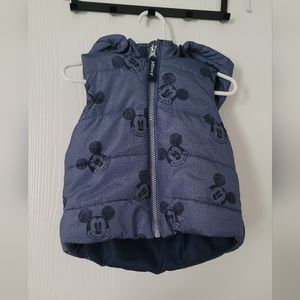 H&M Disney Toddler Boy Sz 12-18M Puffer Vest Blue Coat Jacket Mickey Mouse Print